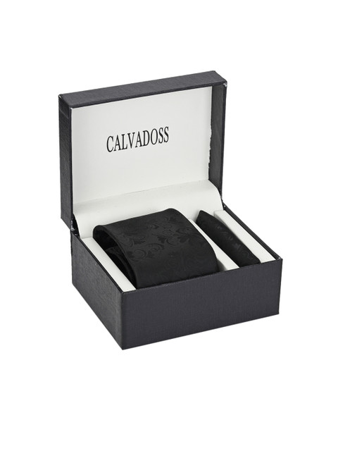 

Calvadoss Men Black Patterned Accessory Gift Set