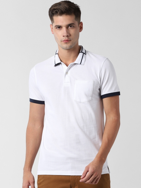 

Peter England Casuals Men White Colourblocked Polo Collar T-shirt