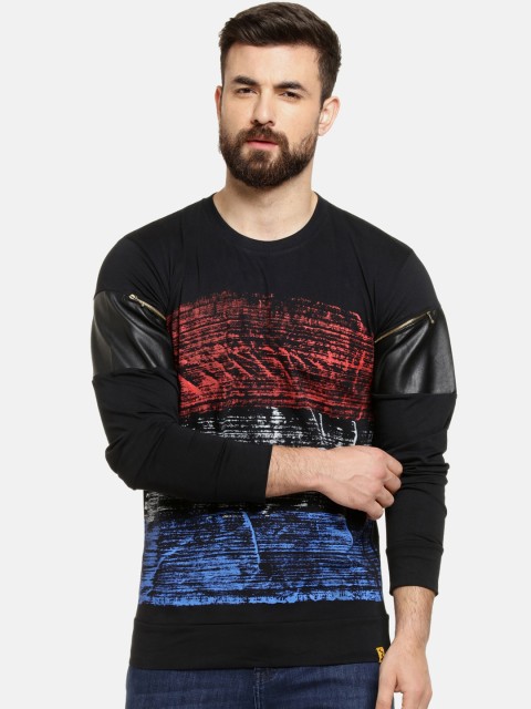 

Campus Sutra Men Black & Red Printed Round Neck T-shirt