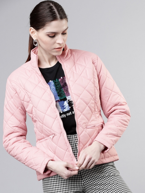 

Tokyo Talkies Women Pink Solid Puffer Jacket