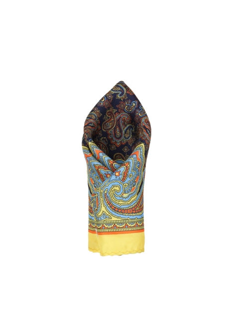

Alvaro Castagnino Men Yellow & Blue Printed Silk Pocket Square