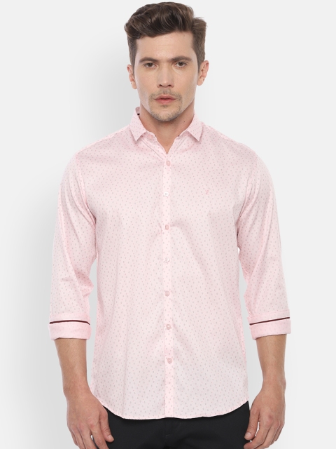 

V Dot Men Pink & Blue Slim Fit Printed Casual Shirt