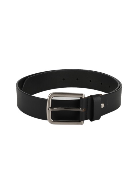 

Peter England Men Black Solid Leather Belt