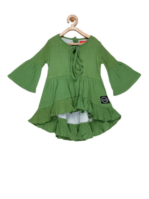 

Olele Girls Green Solid High Low Tunic
