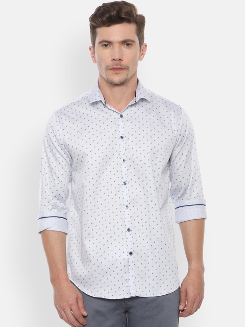 

V Dot Men Grey Slim Fit Printed Casual Shirt