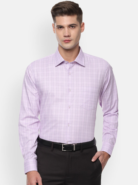 

Van Heusen Men Lavender & White Slim Fit Checked Formal Shirt