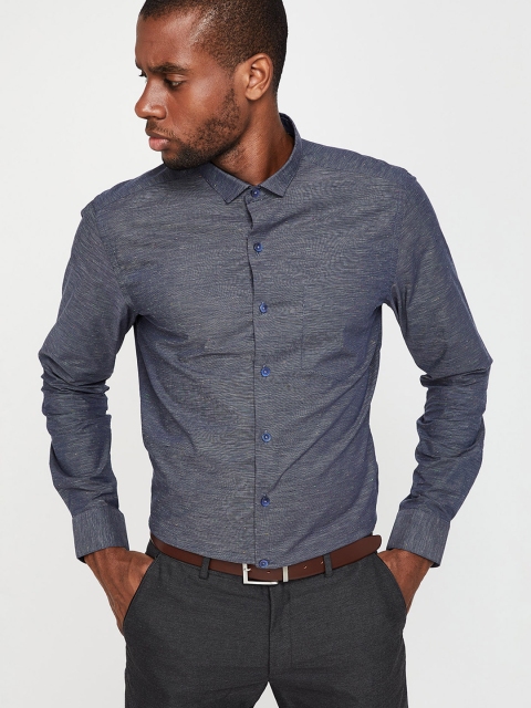 

CODE by Lifestyle Men Navy Blue Slim Fit Self Design Formal Shirt