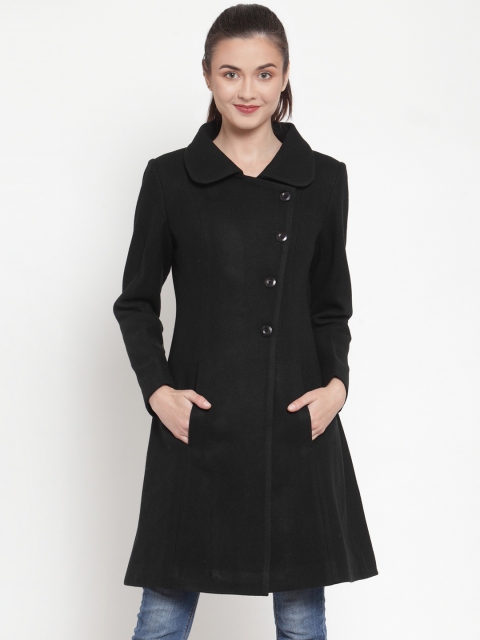 

Owncraft Women Black Solid Longline Woolen Overcoat
