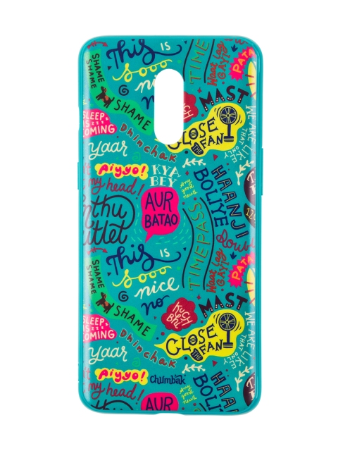 

Chumbak Things Indian Say Turquoise Blue & Pink Printed OnePlus 7 Mobile Case
