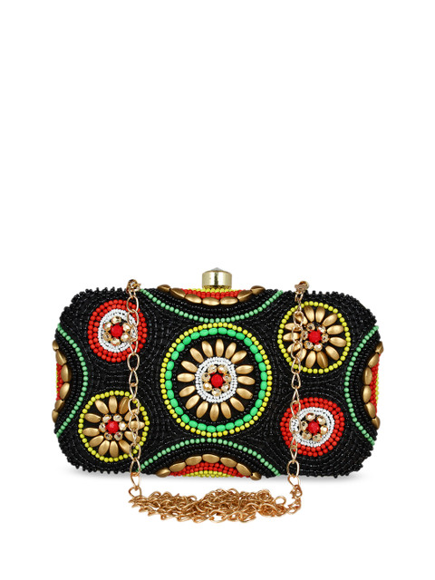 

Anekaant Black Embellished Box Clutch