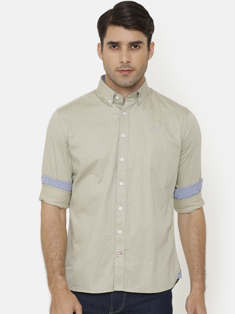 

Bar Harbour Men Olive Green Slim Fit Printed Casual Shirt