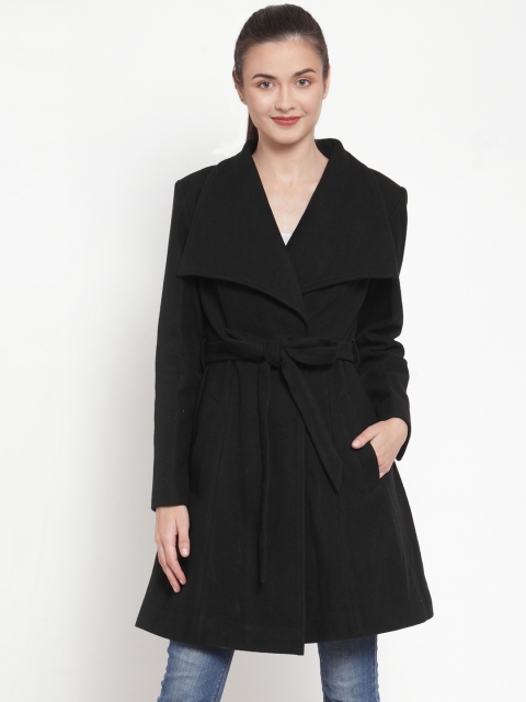 

Owncraft Women Black Solid Thigh-Length Woolen Wrap Woolen Wrapcoat