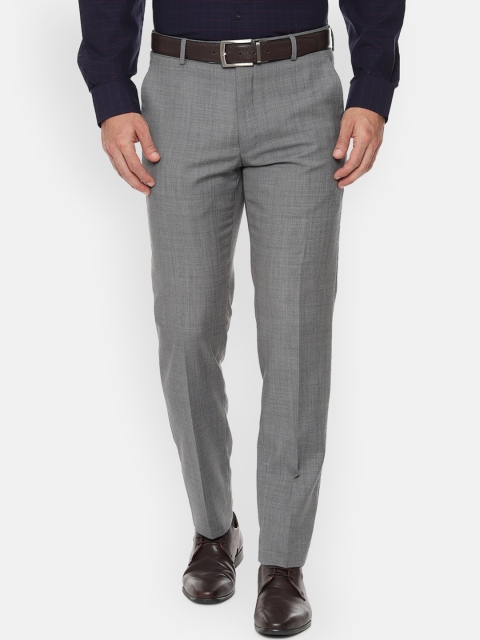 

Van Heusen Men Grey Slim Fit Self Design Formal Trousers