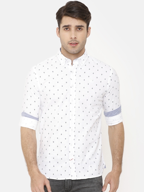 

Bar Harbour Men White Slim Fit Printed Casual Shirt