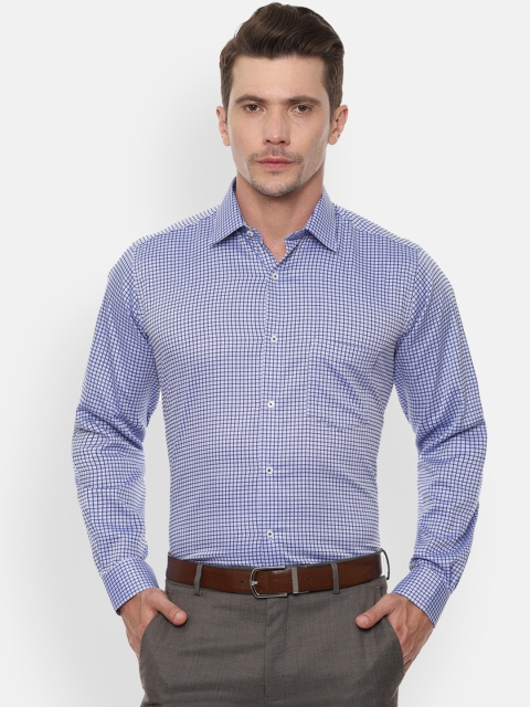 

Van Heusen Men Blue Checked Regular Fit Formal Shirt