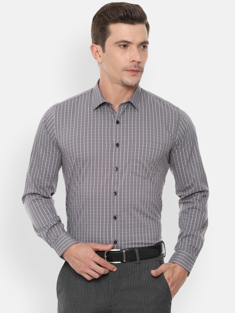 

Van Heusen Men Grey & White Checked Slim Fit Formal Shirt