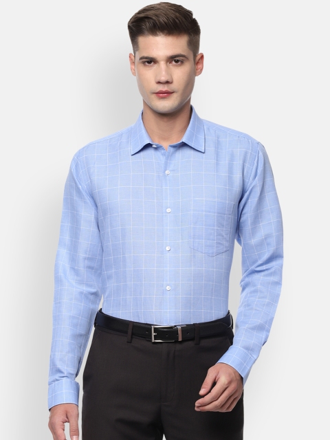 

Van Heusen Men Blue & White Regular Fit Checked Formal Shirt