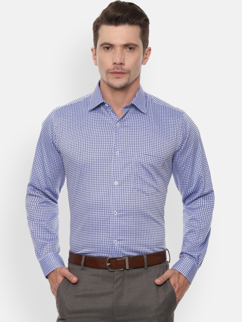 

Van Heusen Men Blue Checked Regular Fit Formal Shirt