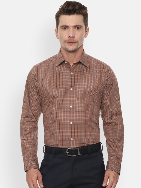 

Van Heusen Men Brown & White Regular Fit Checked Formal Shirt