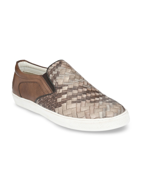 

Alberto Torresi Men Beige & Brown Slip-On Sneakers