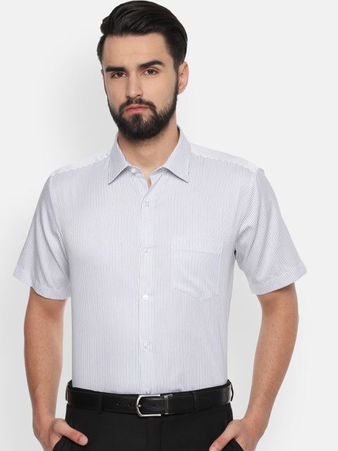

Van Heusen Men White & Grey Striped Regular Fit Formal Shirt