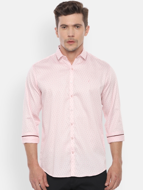 

V Dot Men Pink Slim Fit Printed Casual Shirt
