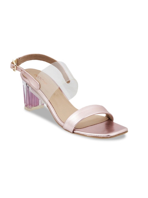 

Mochi Women Pink & Transparent Solid Heels