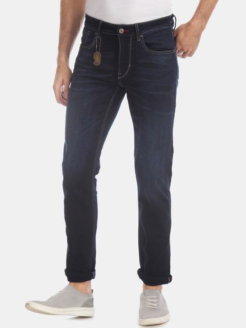 

Flying Machine Men Blue Tapered Fit Mid-Rise Clean Look Stretchable Jeans