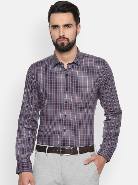 

Van Heusen Men Grey & White Checked Slim Fit Formal Shirt