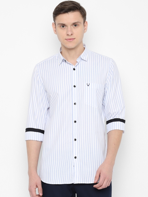 

Allen Solly Men White & Blue Slim Fit Striped Casual Shirt