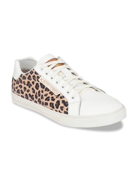 

Alberto Torresi Men White & Brown Sneakers