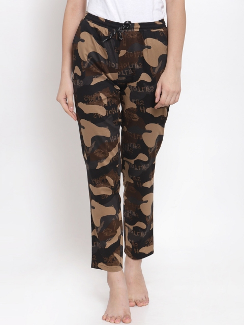 

Boston Club Women Brown & Black Camouflage Print Pure Cotton Lounge Pant