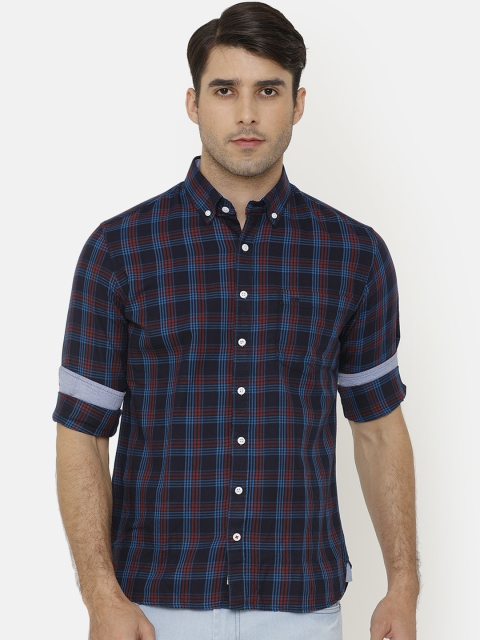 

Bar Harbour Men Blue & Red Slim Fit Checked Casual Shirt