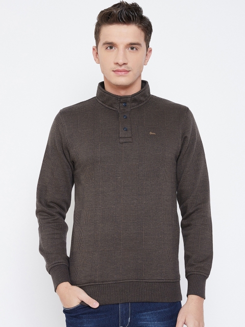 

Okane Men Brown Self Design Sweatshirt