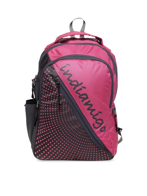 Indiamigo Unisex Pink & Black Printed Laptop Bag