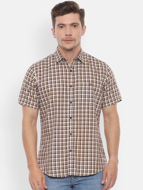 

Van Heusen Sport Men Brown & Off-White Slim Fit Checked Casual Shirt