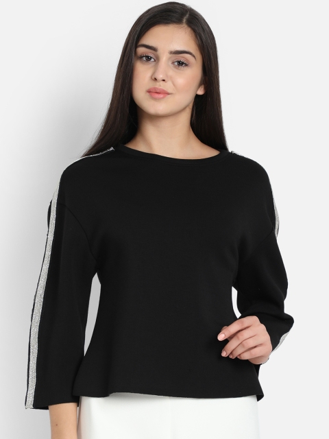 

COVER STORY Women Black Solid Sweatshirt