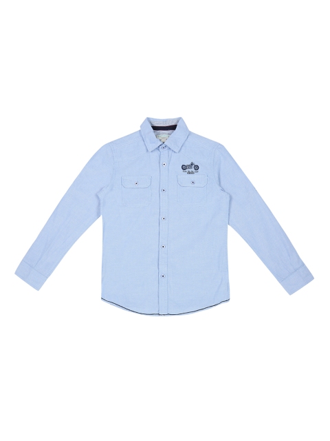 

Pantaloons Junior Boys Blue Regular Fit Solid Casual Shirt