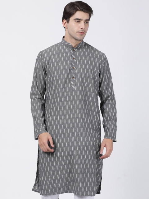 

VASTRAMAY Men Grey Printed Straight Kurta