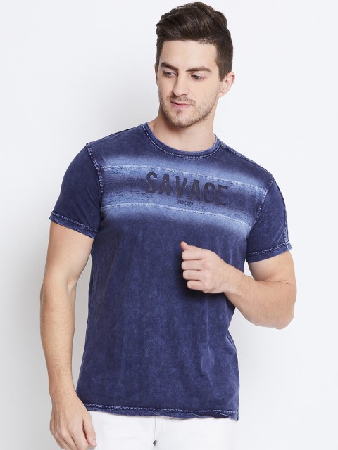 

Duke Men Blue Printed Round Neck T-shirt