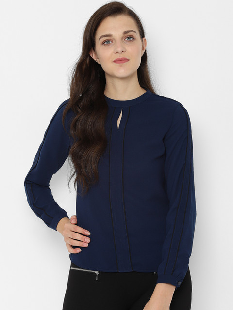 

Allen Solly Woman Navy Blue Solid Regular Top