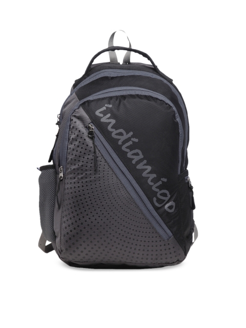 

Indiamigo Unisex Grey & Black Printed Laptop Bag