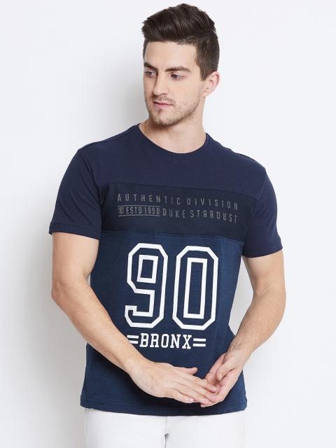 

Duke Men Navy Blue Printed Round Neck T-shirt
