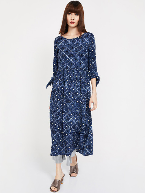 

Melange by Lifestyle Women Blue Printed A-Line Kurta