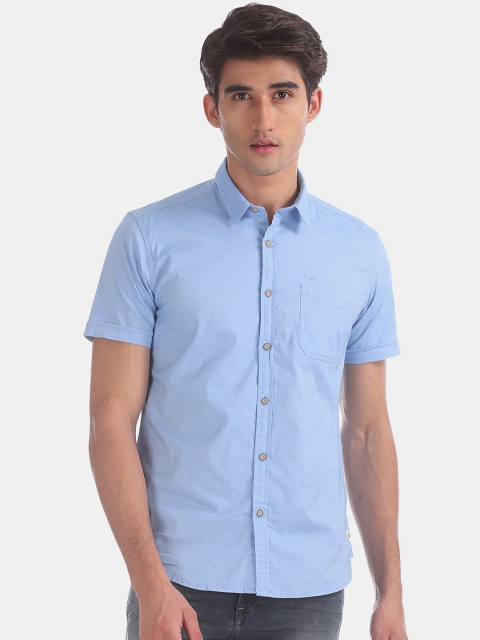 

Flying Machine Men Blue Regular Fit Solid Casual Shirt
