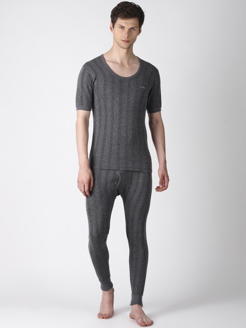 

Dollar Ultra Men Grey Striped Thermal Set