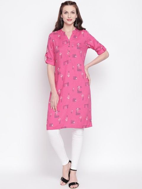 

RANGMANCH BY PANTALOONS Women Pink Printed Straight Kurta