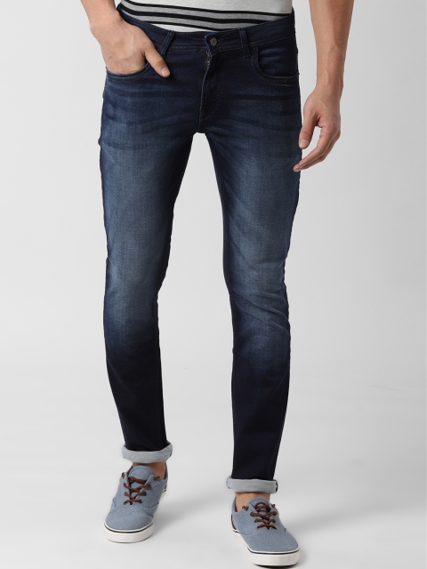 Peter England Casuals Men Navy Blue Slim Fit Mid-Rise Clean Look Stretchable Jeans