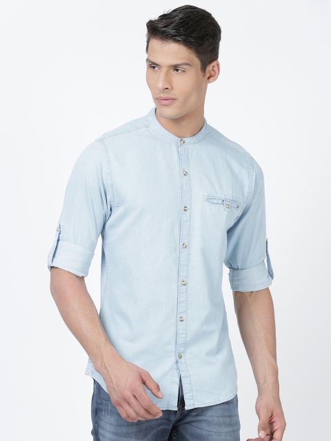 

Llak Jeans Men Blue Slim Fit Solid Denim Casual Shirt