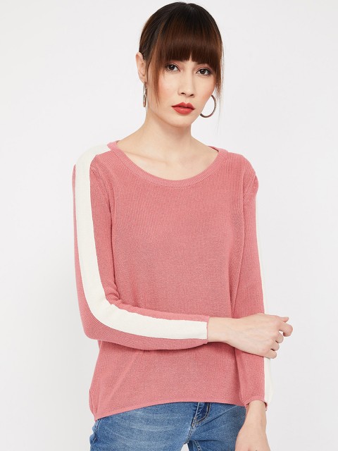 

Fame Forever by Lifestyle Women Pink & White Solid Top